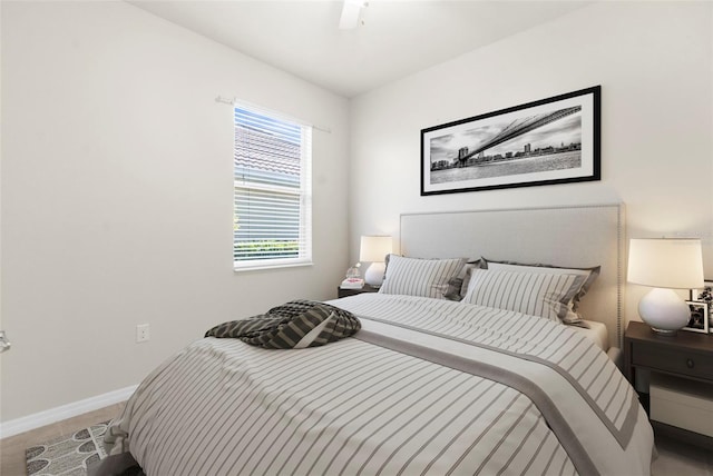 bedroom featuring ceiling fan