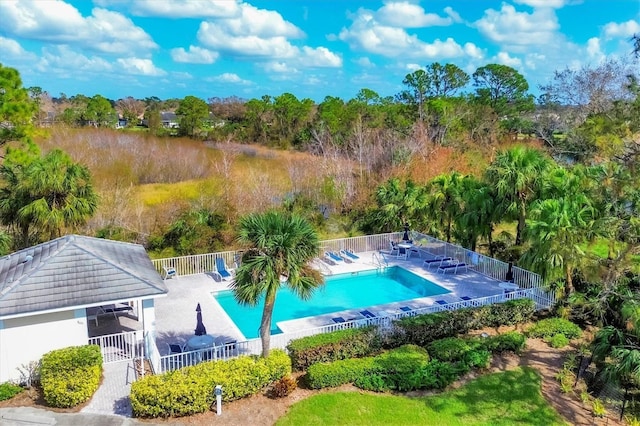 view of swimming pool featuring a gazebo and a patio area