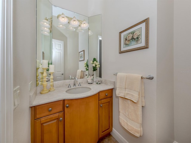 bathroom with vanity and tile patterned floors