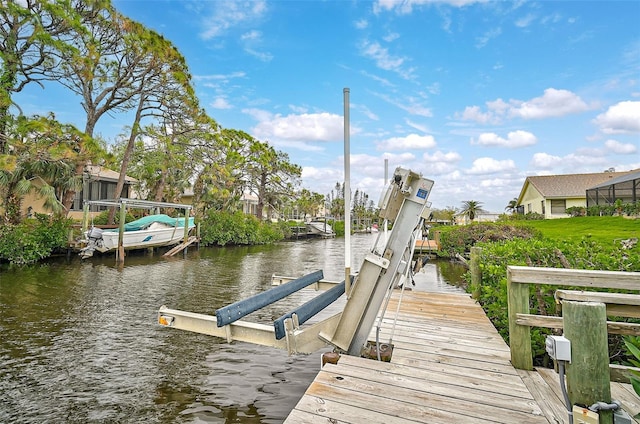 dock area featuring a water view