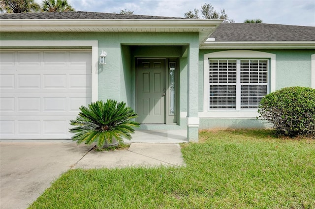 entrance to property with a garage