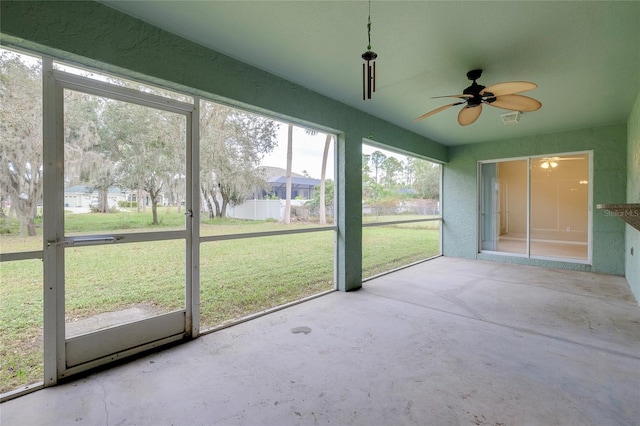 view of unfurnished sunroom