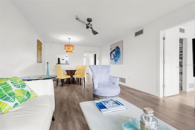 living room with hardwood / wood-style floors