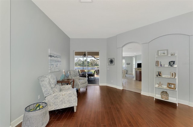 living area featuring hardwood / wood-style floors