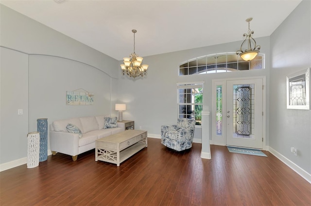 interior space with dark wood-type flooring