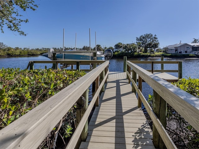 view of dock featuring a water view