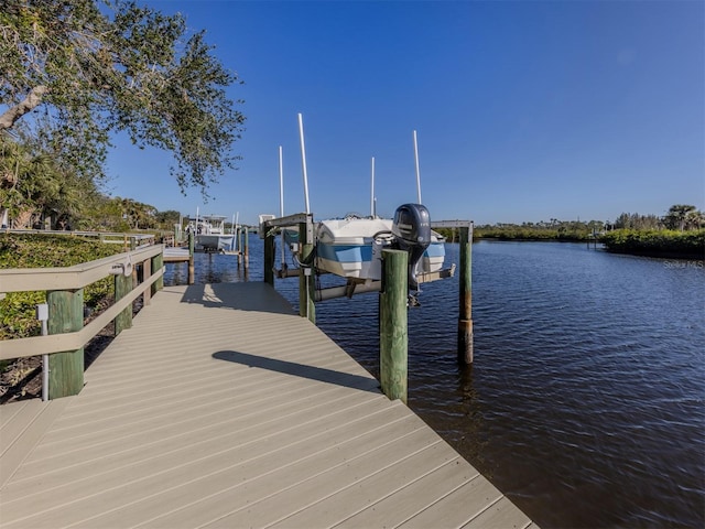 view of dock featuring a water view