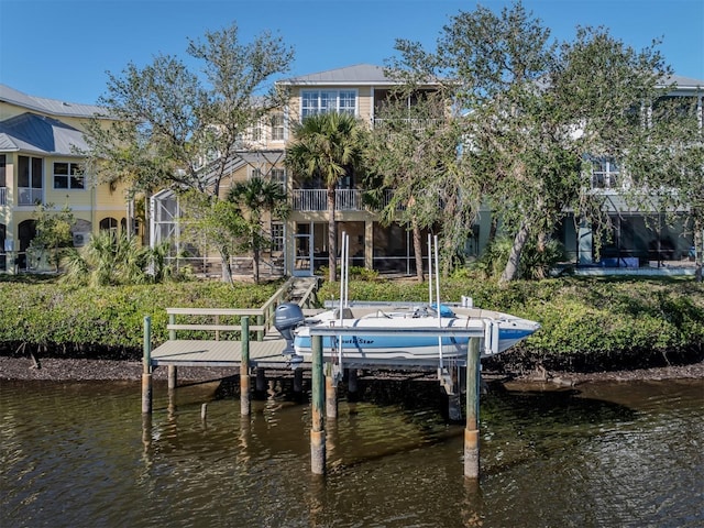 view of dock featuring a water view