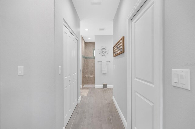 hall featuring light wood-type flooring