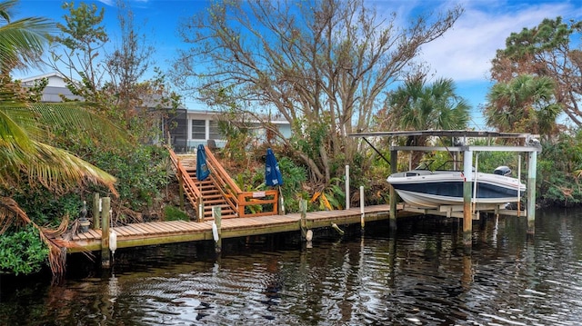 view of dock featuring a water view