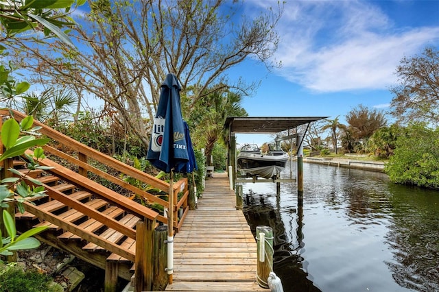 view of dock featuring a water view