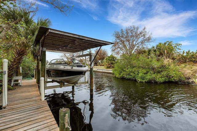 view of dock featuring a water view