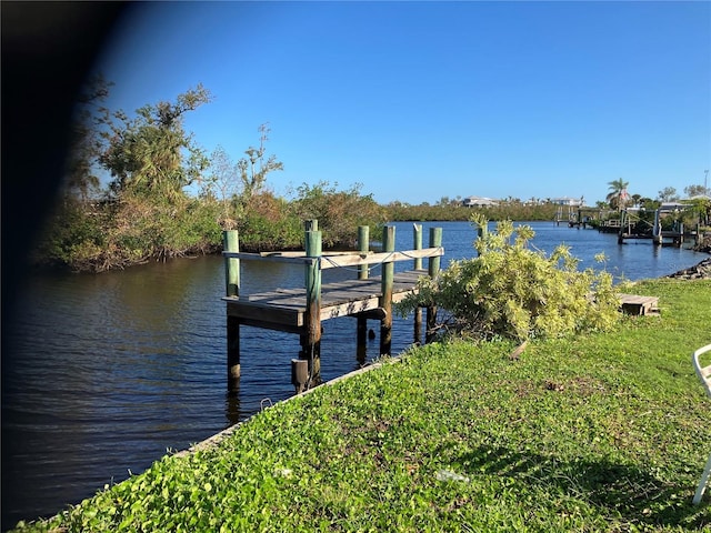 dock area featuring a water view