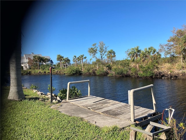 view of dock featuring a water view