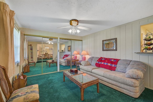 1402 Grand Blvd Unit 240, Sarasota, FL 34232 - carpeted living room with a ceiling fan