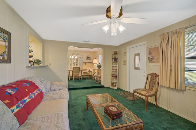 1402 Grand Blvd Unit 240, Sarasota, FL 34232 - carpeted living area with a ceiling fan