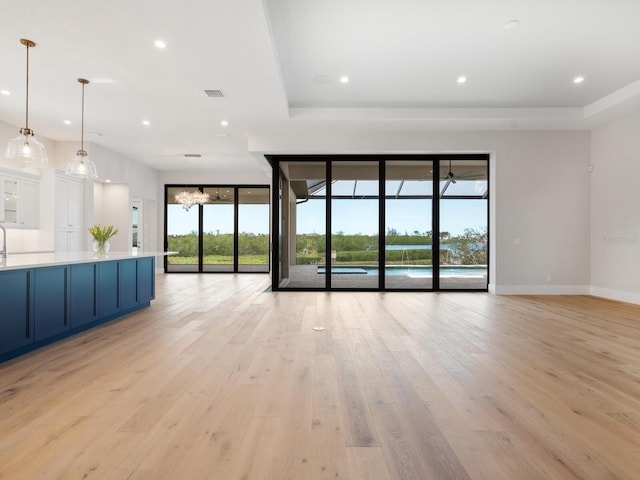 unfurnished living room featuring light hardwood / wood-style flooring