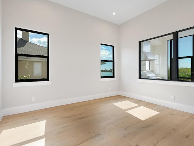 spare room with light wood-type flooring