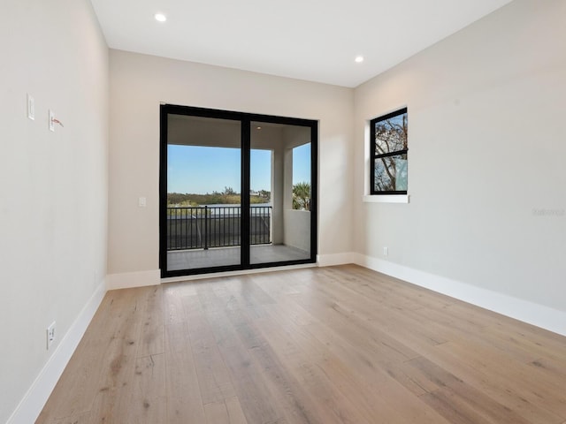 empty room featuring plenty of natural light and light hardwood / wood-style flooring