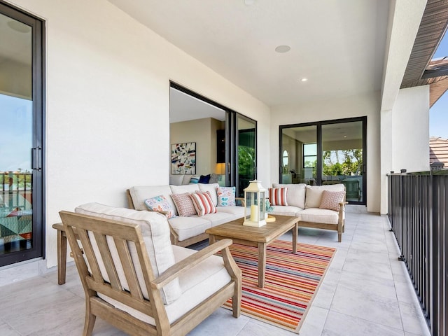 1109 Bayshore Rd, Nokomis, FL 34275 - view of patio featuring an outdoor living space and a balcony