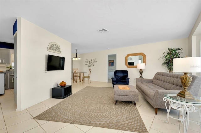 view of tiled living room