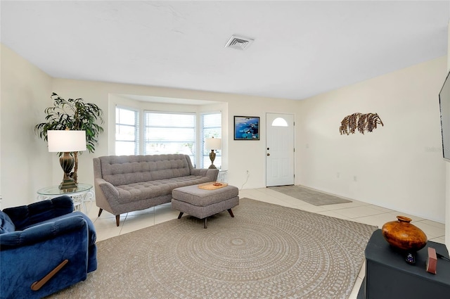 view of tiled living room