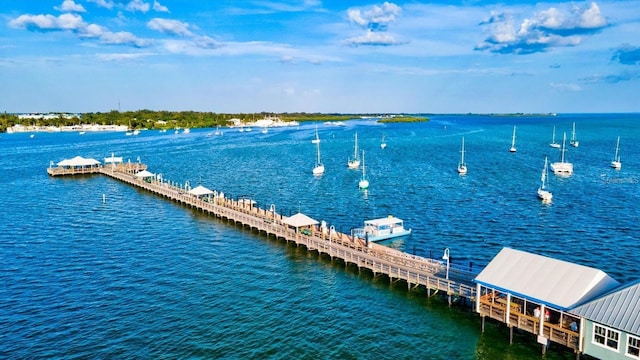 view of dock featuring a water view