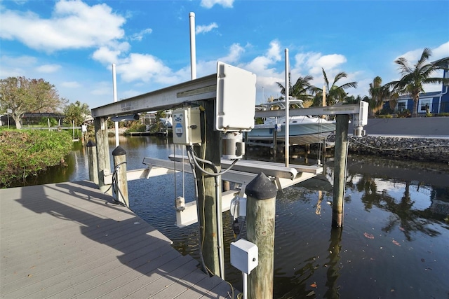 dock area with a water view