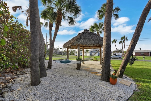 view of yard with a gazebo