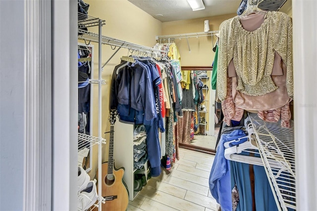 spacious closet with hardwood / wood-style flooring