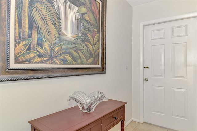 interior space featuring light tile patterned flooring