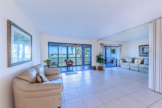 view of tiled living room