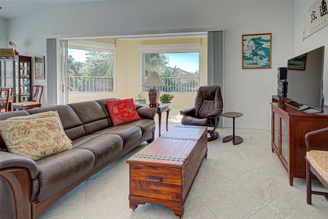 view of tiled living room