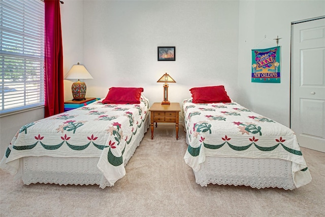 carpeted bedroom featuring a closet