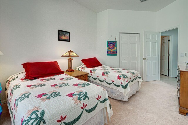 bedroom featuring a closet and carpet