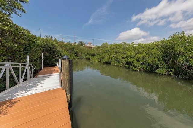 dock area featuring a water view