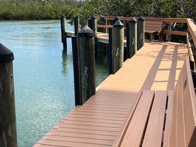 view of dock featuring a water view