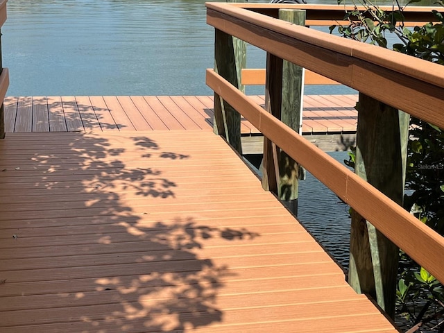 view of dock featuring a water view