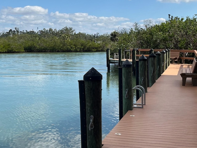 view of dock featuring a water view