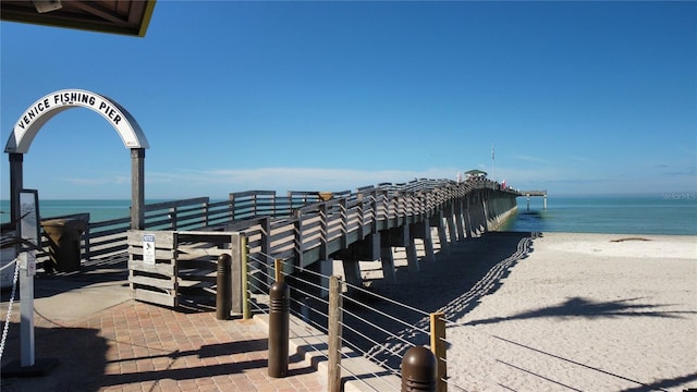 147 Tampa Ave E Unit 202, Venice, FL 34285 - view of patio / terrace featuring view of water and beach and a pier
