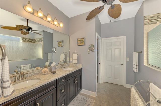 bathroom with tile patterned floors and vanity