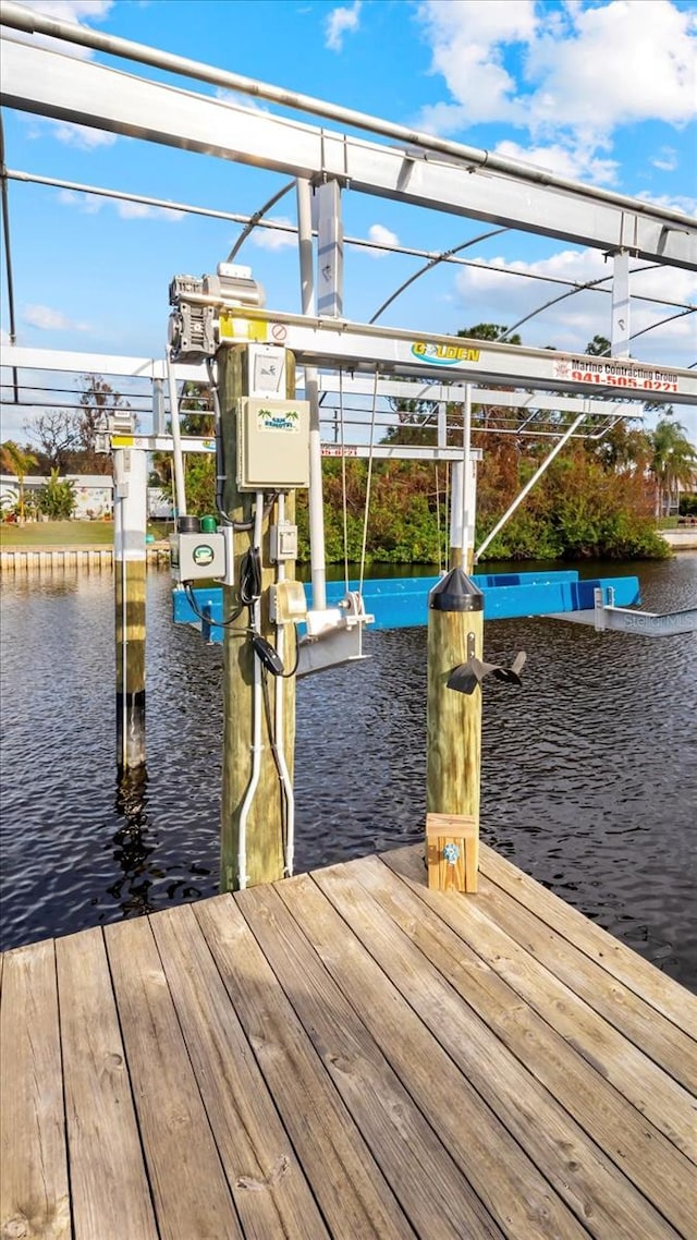 dock area with a water view