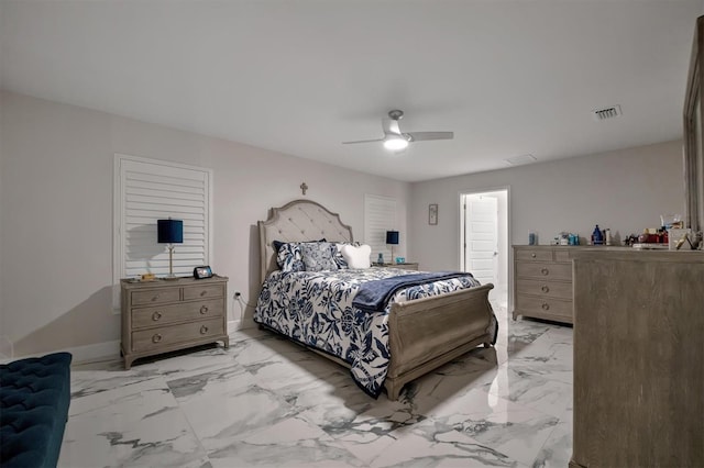 bedroom featuring ceiling fan