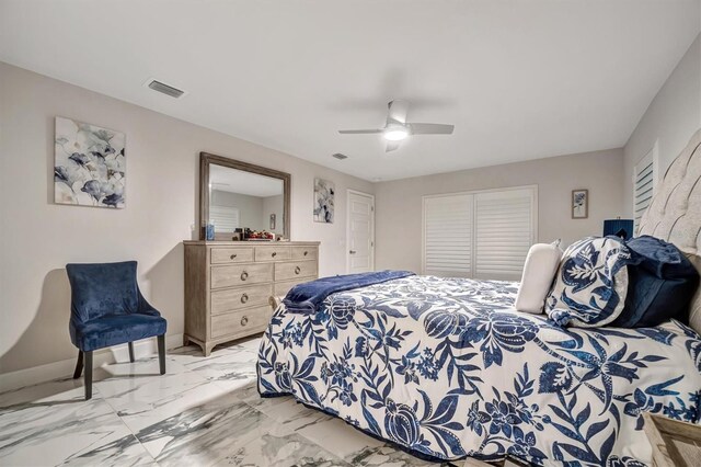 bedroom featuring ceiling fan