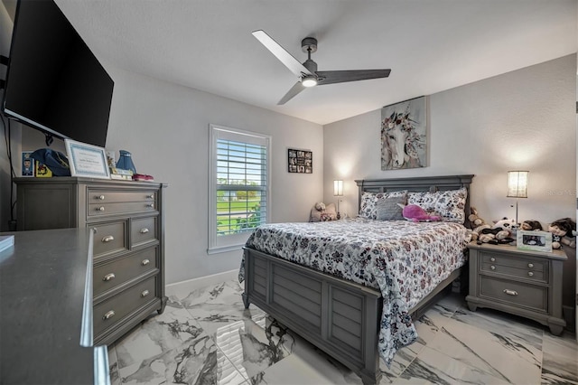 bedroom featuring ceiling fan