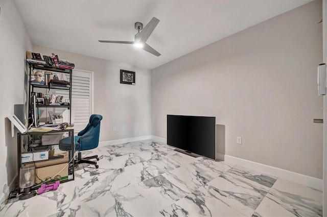 office area featuring ceiling fan