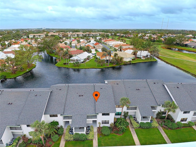 bird's eye view featuring a water view