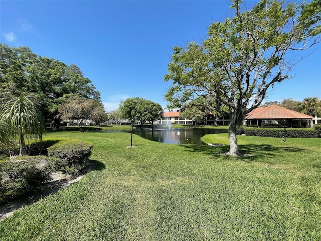 view of yard featuring a water view