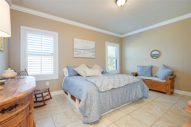 bedroom featuring crown molding