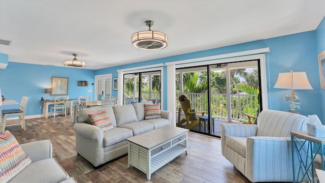 living room featuring hardwood / wood-style floors